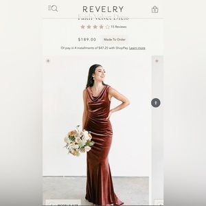 Revelry Faith Velvet Bridesmaid Dress in Romantic Rose, size 14, no alterations